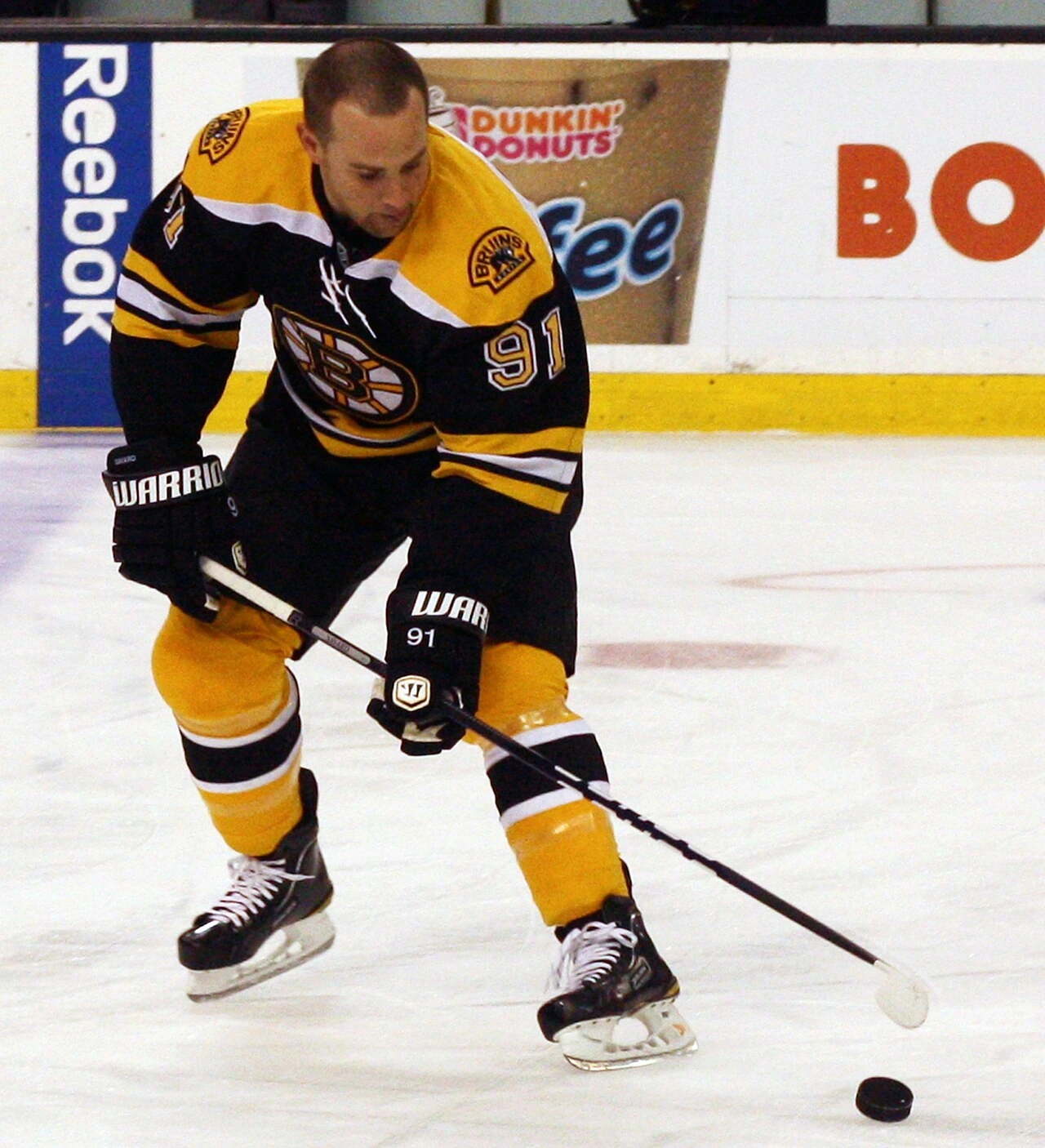 Boston Bruins hockey player Marc Savard in action on the ice