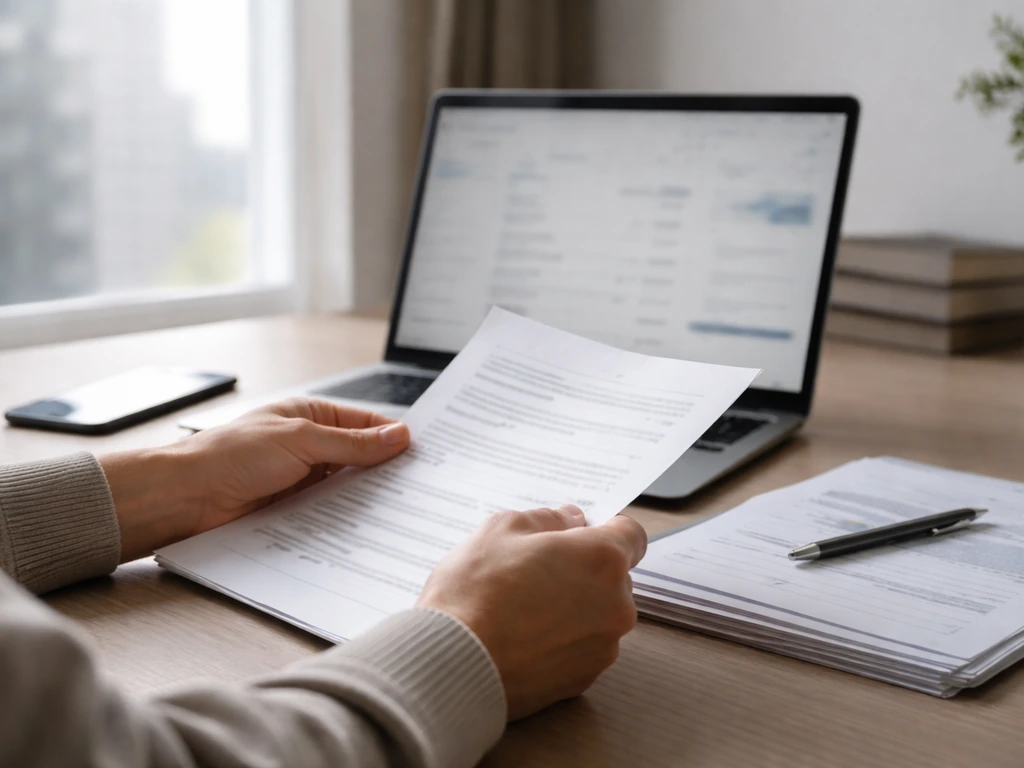 Minimal office scene with open laptop, smartphone, and documents suggesting public-signal net worth research