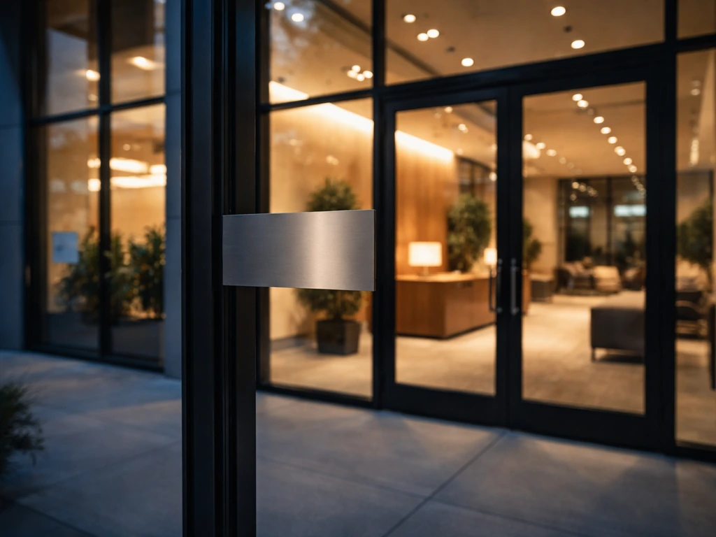 Modern finance office exterior with warm lights, symbolizing investment wealth-building.